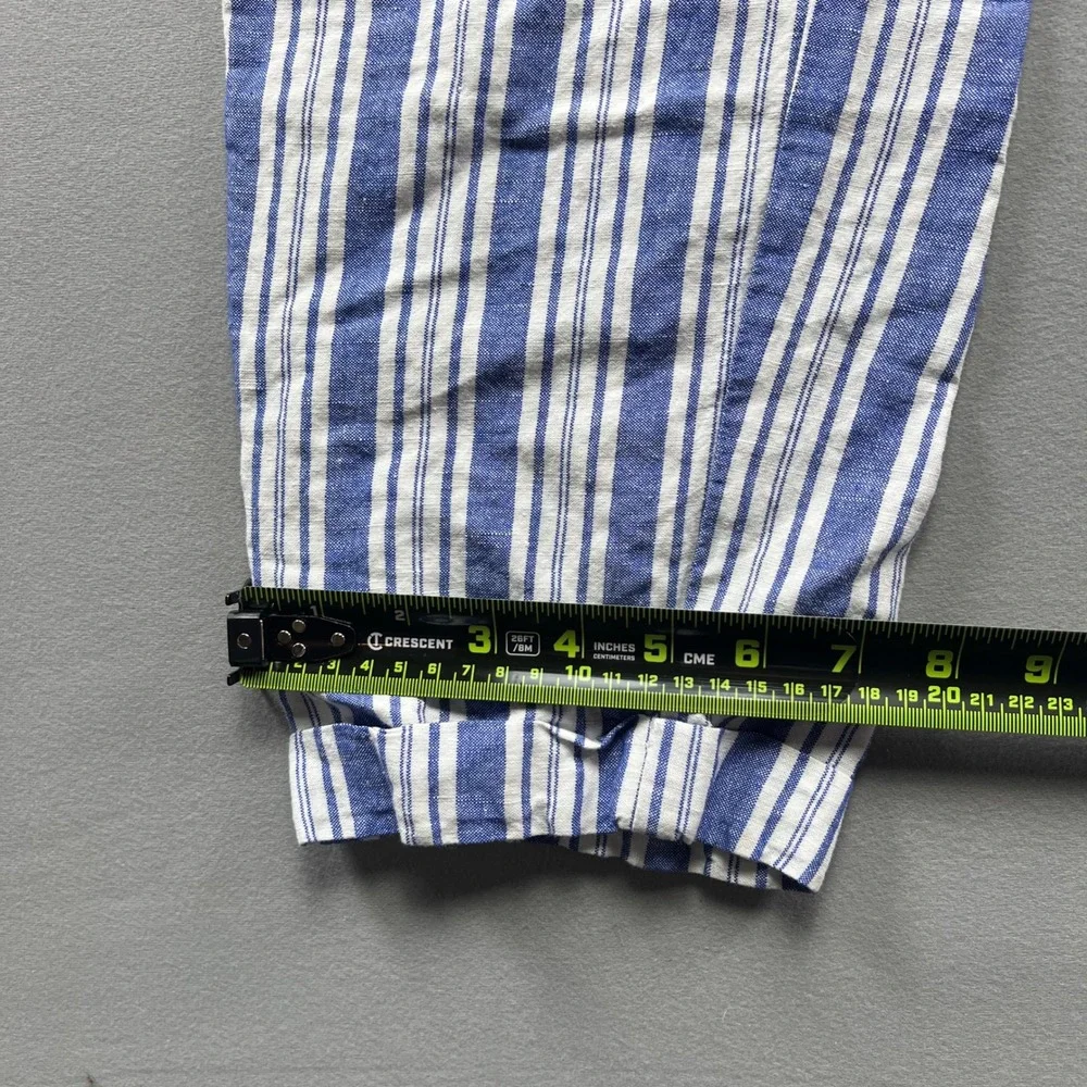 LOFT Pants Womens MT Multi Striped High Rise Tapered Leg Cuffed Hem Drawstring